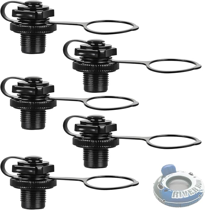 5PCS Replacement Plug Compatible with Intex River Run Tube, Inflatable Boat Air Valve, Durable Boston Valve Cap, One-Way Inflation Replacement Screw, for Inflatable Raft Boat Kayak