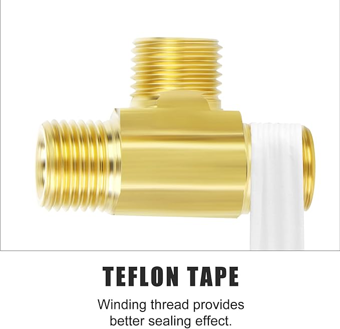 GASHER 5PCS Brass Compression Tube Pipe Fitting Connector, Tee，1/4" x 1/4" x 1/4" Tube OD Connector