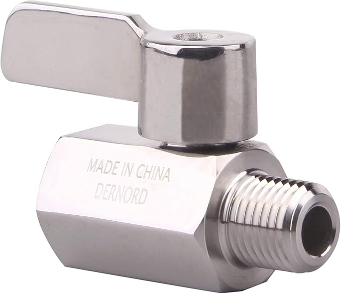 DERNORD 1/4 inch Stainless Mini Ball Valve NPT Female x Male Thread SUS316