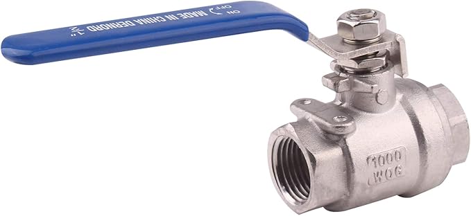 DERNORD Full Port Ball Valve Stainless Steel 304 Heavy Duty for Water, Oil, and Gas with Blue Locking Handles (1/2" NPT)