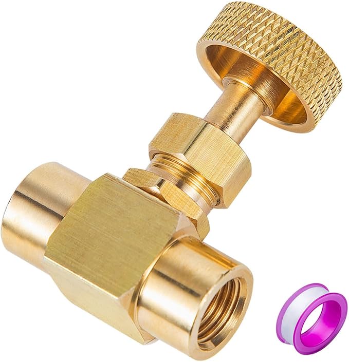 1 Pieces Heavy Duty Brass Instrument Replacement Control Needle Valve 1/4" Npt Female X 1/4" Npt Female Connection Golden