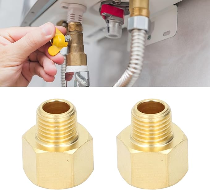 FTVOGUE 10Pcs Brass Pipe Fittings Male to Female Adapter Solid Brass Plumbing Connectors for Shower Head Tub Spout Hydraulic Systems