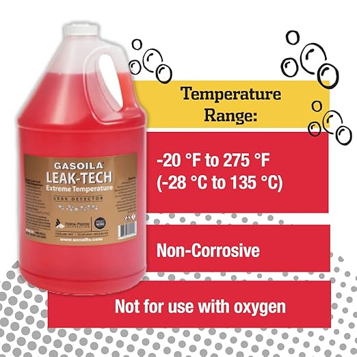Gasoila Extreme Temperature Leak Detector Spray, 1 Gallon Jug – Fast-Acting, Long-Lasting Bubbles Pinpoint Leak Detection, Non-Toxic & Non-Corrosive, Works on All Pipes, Safe for Gas & Air Systems