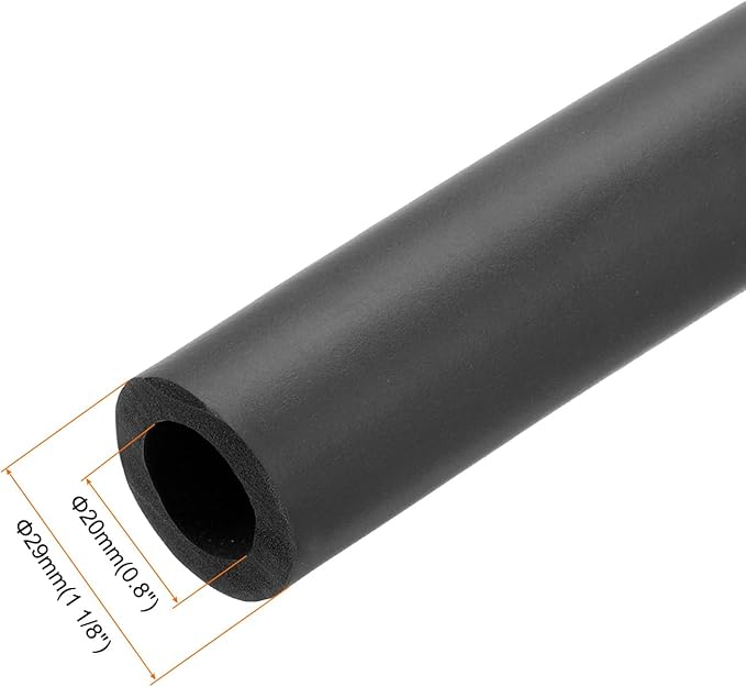uxcell Foam Tubing for Handle Grip Support, Pipe Insulation Outside Pipe Lagging, 20mm ID 29mm(1 1/8") OD 1m Black