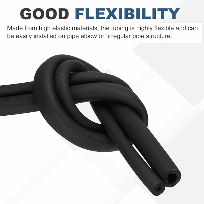 1/5" ID Pipe Insulation Foam Tube, EPDM Pipe Cover 1/3" OD Wrap Roll Bar Tubing 4.9FT Long - Insulation Freeze Heat Preservation for Guitar Stand/AC Units/Exercise Machine