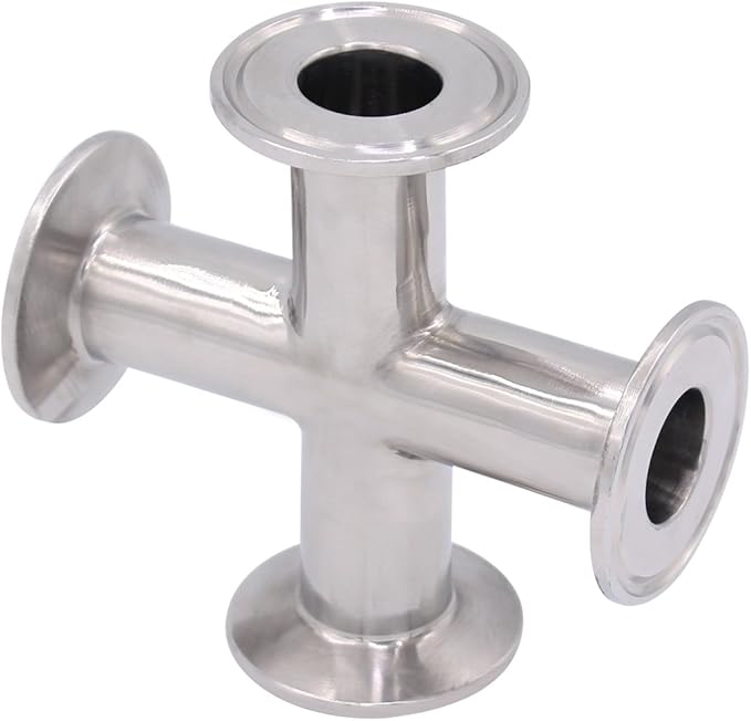 DERNORD 4 Way Cross Clamp Fits 1.5" Tri-clamp Sanitary Fitting Stainless Steel 304, 25mm Pipe OD