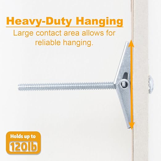 KURUI 1/4 Toggle Bolts for Drywall, 14Pcs Heavy Duty Metal Drywall Anchors Kit, Dry Wall Anchors and Screws Kit, Butterfly Anchors for Ceiling, Sheetrock, Hollow Wall