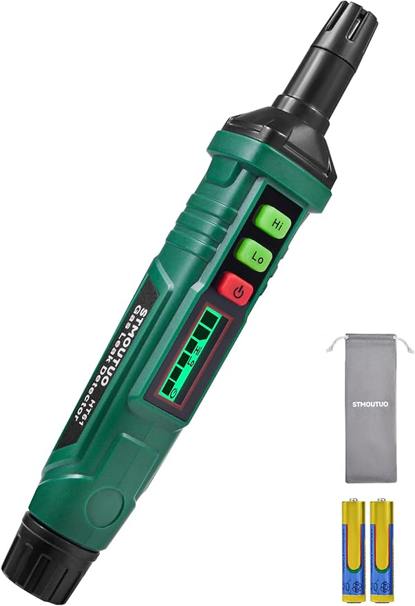 Gas Leak Detector for RV & Home - Detects Propane, Methane & Combustible Gases, Audible & Visual Alarm, Quick Leak Location, 2 Batteries Included (Green)