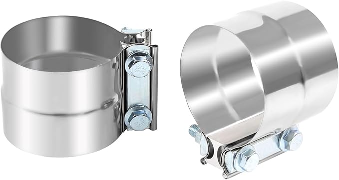 Universal 3.5 Inch Exhaust Clamp,3.5" In Lap Joint Exhaust Band Clamp Stainless Sleeve Coupler For Mufflers,Exhaust Pipe etc (2 Pcs)