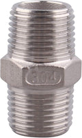 Hex Nipple 1/2 Inch Male NPT - DERPIPE Stainless Steel 304 Threaded Pipe Fitting for Brew Kit, Home Piping Application(Pack of 1)