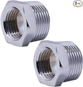 3/4" Male NPT to 1/2" Female NPT Solid Brass Lead-Free Reducer Hex Bushing, Chrome (2 Pack), Reducing Cast Pipe Adapter Fitting, Brass Pipe Hose Tube Fitting Hex Head Bushing Adapter Convert