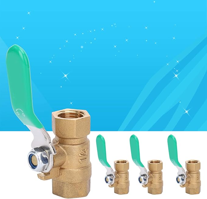 1/4in Female Thread Ball Valve, Brass Water Valve for Plumbing System, Thickened Brass Drain Shut Off Switch with Fixed Ball Structure, Automatic Pressure Relief Function
