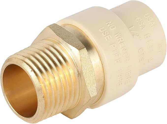 (Pack of 20) EFIELD 1/2"CPVC X 1/2"Male Thread NPT Transition Coupling,Brass Adapter Pipe Fitting (Male NPT x CPVC),(CPVC055-5-20PCS)