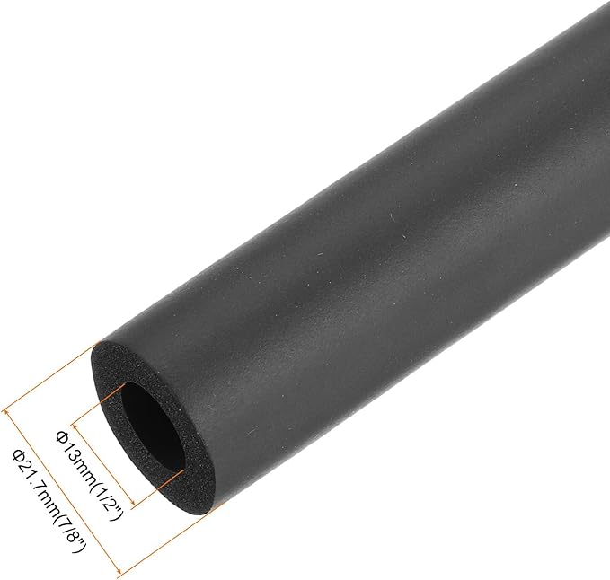 uxcell Foam Tubing for Handle Grip Support, Pipe Insulation Outside Pipe Lagging, 13mm(1/2") ID 21.7mm(7/8") OD 1m Black