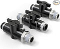 TAILONZ PNEUMATIC 6MM Tube OD x 1/4 Inch NPT Thread Ball Valve Air Flow Control Valve Push to Connect Fitting BVC6-N2（Pack of 3）