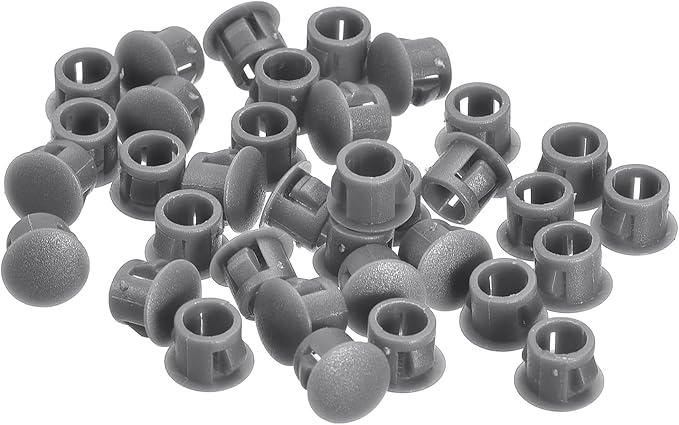 uxcell 8mm(5/16") Plastic Hole Plugs, 36Pcs Flush Type Panel Round Snap in Fastener Knockout Locking Plugs for Furniture Insert End Caps Panels, Grey