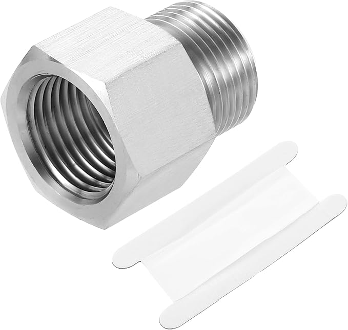 uxcell Pipe Fitting Reducing Adapter, M22 Male x G1/2" Female 304 Stainless Steel Reducer Connector for Water Oil Air Pressure Gauge, Silver