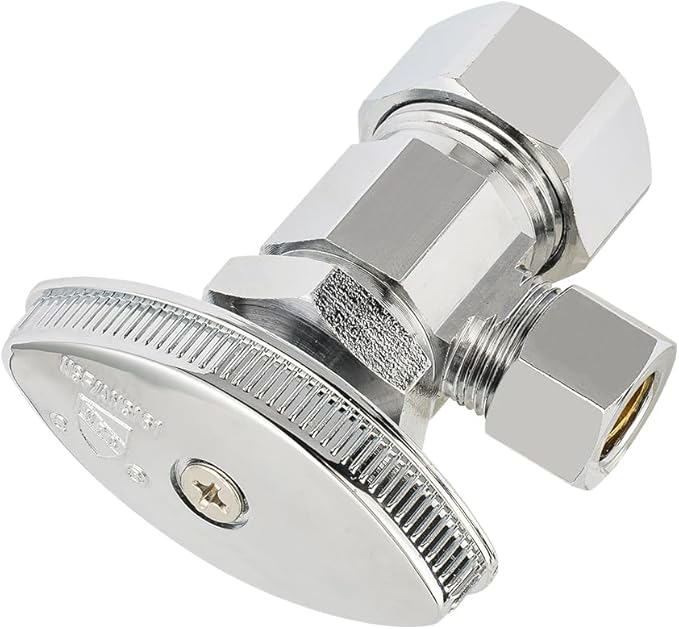 (Pack of 5) EFIELD Multi-Turn Angle Stop Valve 1/2" Nominal (5/8" OD) Compression x 3/8" OD, LF Brass Chrome Plate, NSF/ANSI 61,(VALVE362)