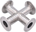 DERNORD 4 Way Cross Clamp Fits 1.5" Tri-clamp Sanitary Fitting Stainless Steel 304, 25mm Pipe OD