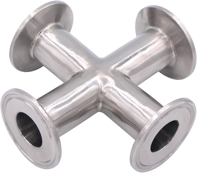 DERNORD 4 Way Cross Clamp Fits 1.5" Tri-clamp Sanitary Fitting Stainless Steel 304, 25mm Pipe OD