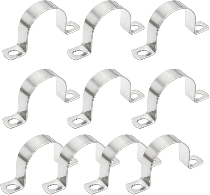 10Pcs 2 inch Heavy Duty U-Tube Strap Clamp, 304 Stainless Steel U-Shaped Bracket Pipe Strap Clamp Hanger for Hose Clamp Pipe Clamp (50mm)