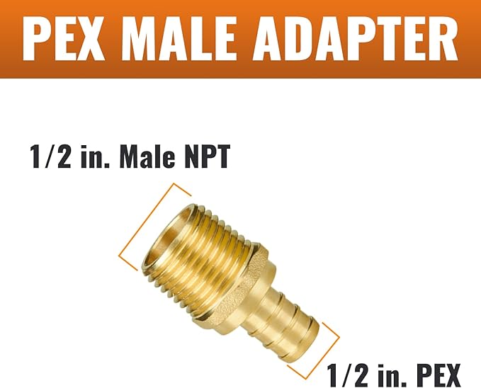 SUNGATOR 25-Pack 1/2" NPT to 1/2" PEX Male Adapter, No Lead Brass, NSF, UPC Certified