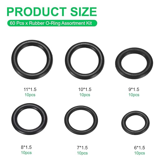 PATIKIL Nitrile Rubber O-Ring Assortment Kit, 60pcs Seal Gasket Set 6 Sizes Sealing NBR Gasket Washers for Car Repair Pressure Washer Plumbing Sealing Repair Air or Gas Connections