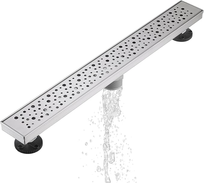 Sharp-tec 36 inch Linear Shower Drain, Brushed Rectangular Floor Drain, V-Shape Design Drain Channel, 304 Stainless Steel, cUPC Certificated for Bathroom Shower Room (Drain Base is Not Included)