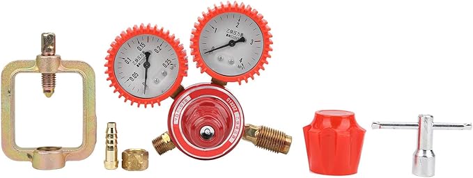Pressure Reducing Valve Alloy Steel Acetylene Pressure Reducer YQE03A G58in 12mh for Welding Torch and Gas Cutting Tools Red 8mm