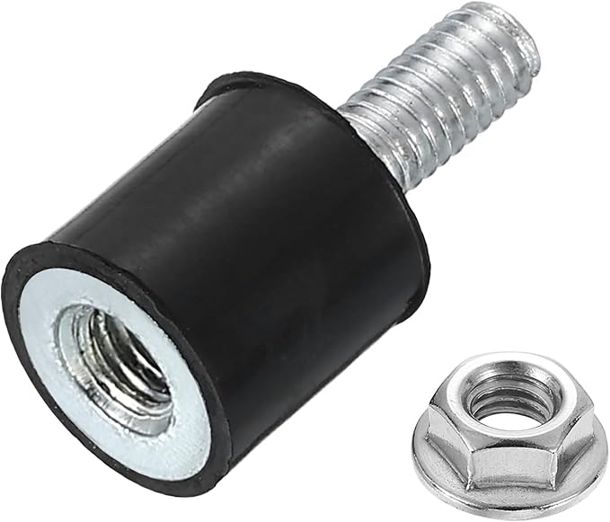 uxcell M4 Rubber Mounts, 1Pcs 10x10mm(DxH) Rubber Cylindrical Anti Vibration Isolator Shock Absorber with Lock Nut for Car Bobbin Generator Air Compressors