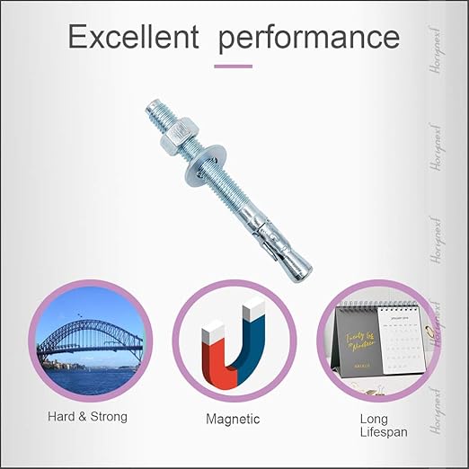 3/8" x 5" Wedge Anchor, for Cement and Concrete only, zinc-Plated Carbon Steel Screws and lag Bolts （ 100 pcs