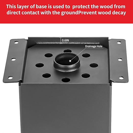 6x6 Post Base 8 Pcs, (Inner Size 5.6x5.6) Post Brackets Kit, Heavy Duty Black Metal Powder-Coated Post Anchor Outdoor Framing Module Fit for Support Deck Base Plate Pergola Brackets Fence Kit