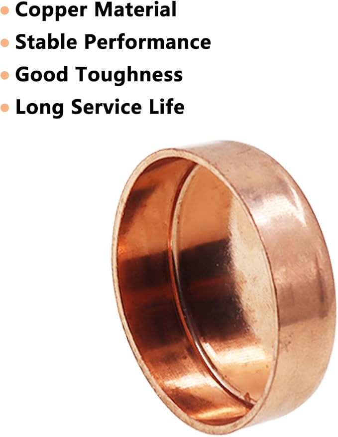 Copper Pipe Cap,TTZEZE Copper End Cap,Certified Safe Pressure Copper Cap Plug,Solid Sweat Solder Connection,Pure Copper Plumbing Cap for Plumbing HVAC Air Conditioner 45mm/1.77'' 1PCS