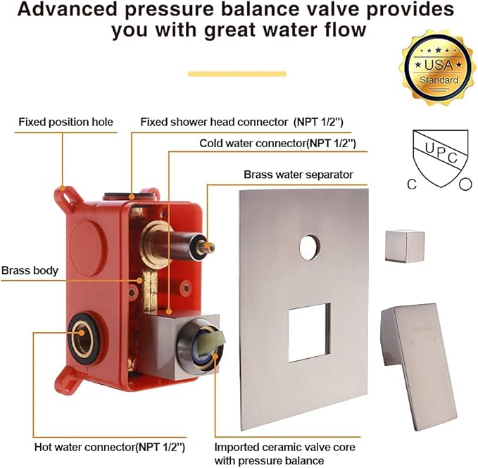 Wall Mount Bathtub Faucet with Handheld Shower, Brushed Nickel Single Handle Bathroom Waterfall Tub Filler Solid Brass Tub Shower Faucet Set Rough-in Valve Trim Kit