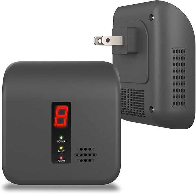 Gas Leak Detector, 2 Pack Natural Gas Alarm for Home & RV, Plug-in Propane Detector Monitor with Audible & Visual Alarm, AC 120V-240V, Black Color