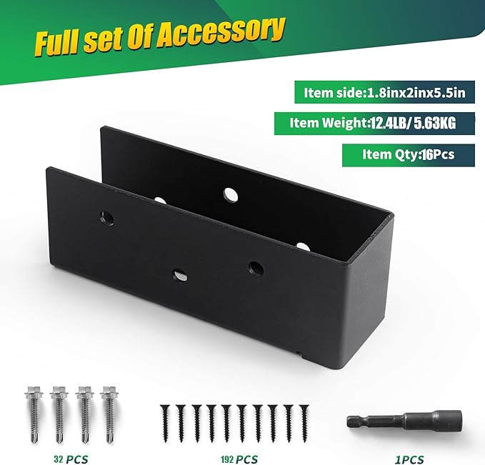 Concealed Joist Hangers, 16 Pcs of 2"x6" Outdoor Trim Concealed Flanges, Q235B Steel Powder Coated Concealed Mount Joist Hangers for 2"x6" Beam Swing…