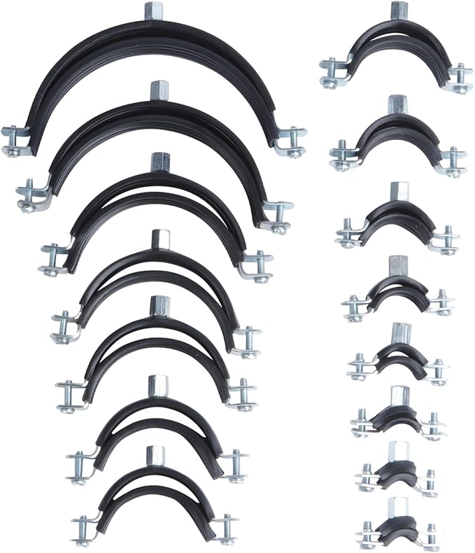 2 PCS Split Ring Pipe Hanger, Heavy Duty Adjustable Pipe Bracket Clamp with Screw & Expansion Tube, Wall Ceiling Mount Galvanized Iron Pipe Strap Supports for Pipe OD 4.4-4.6 Inch(113-118mm)