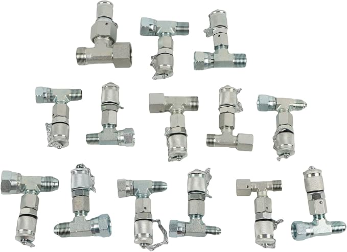 SINOCMP 14Pcs Tee Fittings Hydrulic Presure Test Connector Set Coupling for Construction Machinery Excavator