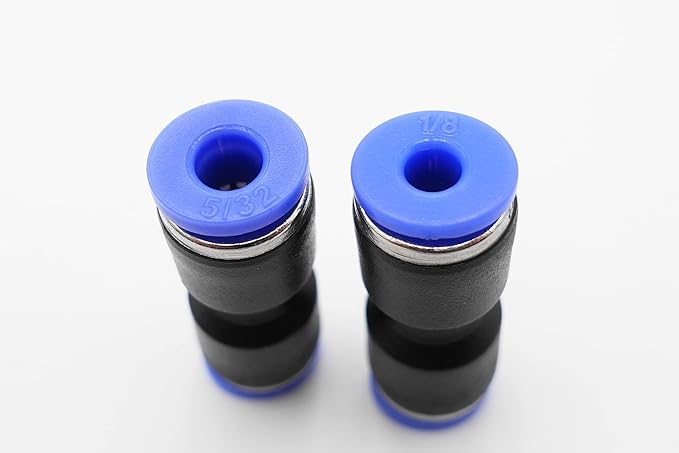 Push to Connect Fitting 5/32" Tube OD x 1/8" Tube OD Reducer, Pneumatic Air Water Straight Union Two Way Connector/Coupler (Pack of 5)