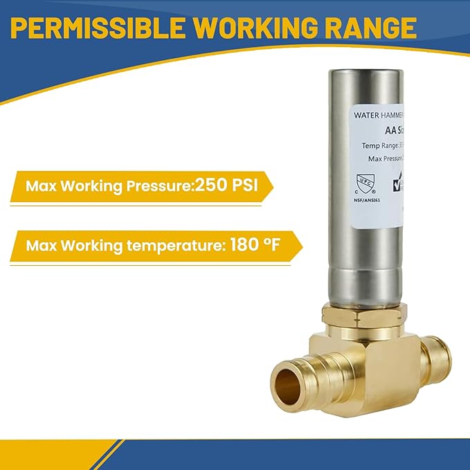 Water Hammer Arrestor,1/2Inch Stainless Steel Tee Water Arrestor,Pex-A Expansion Connection(20PACK,Stainless Steel Arrestor)(HAMMER009-20Pack)