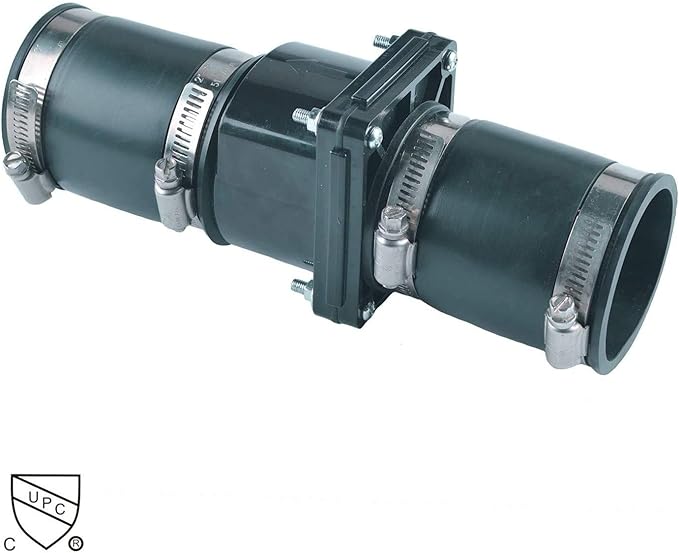 Hydro Master Plastic Sump Pump Check Valve with Stainless Steel Clamps 2 inch
