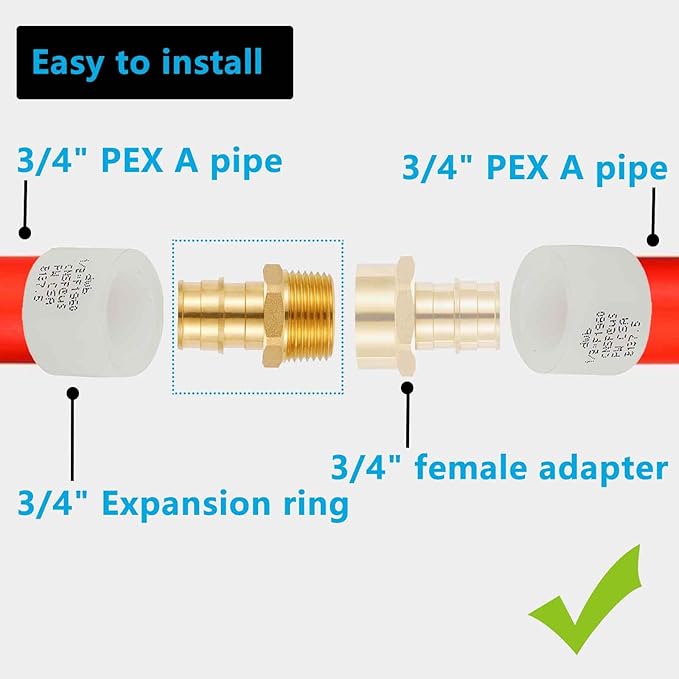 (10 Pack) Lidertik PEX A Fittings 3/4 Inch Expansion Male NPT Adapter, 3/4" PEX F1960 to 3/4" NPT Male Threaded Adapter Brass