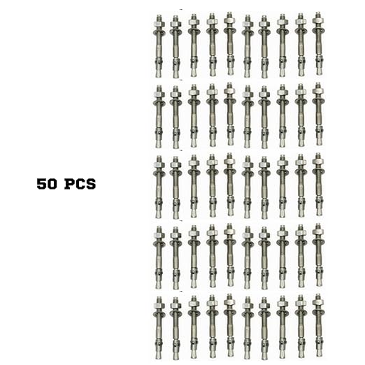 Wedge Anchors – Heavy-Duty 304 Stainless Steel Expansion Bolts for Concrete & Masonry, Rust-Resistant & Durable - 5/16" X 4" - 50 Pack