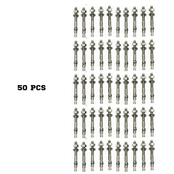 Wedge Anchors – Heavy-Duty 304 Stainless Steel Expansion Bolts for Concrete & Masonry, Rust-Resistant & Durable - 5/16" X 3" - 50 Pack