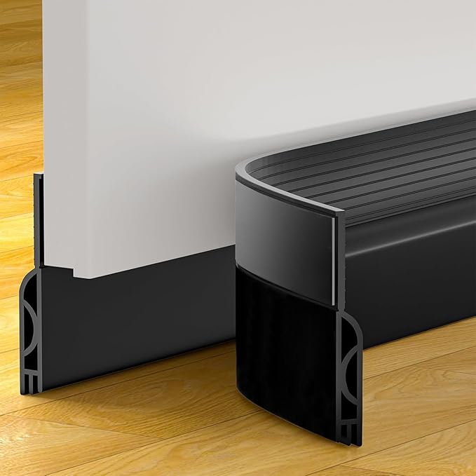 Door Draft Stopper, Door Sweep for Bottom of Door, Weather Stripping Door Seal Gap Filler Bottom Blocker Soundproof Cold Air Insulation Save Energy Installs Quickly and Easily (Black, 78‘’)
