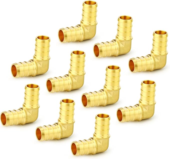 GASHER 10Pcs No Lead Brass 1/2" Pex Elbow Fittings, 1/2 Inch Pex Fittings for Pex Tubing