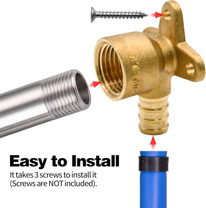 20 Pack Drop Ear Elbow Fittings, PEX 1/2" x 1/2" NPT Female Threaded Adapter Crimp Fitting, Brass, Full Port for PEX pipes in plumbing jobs