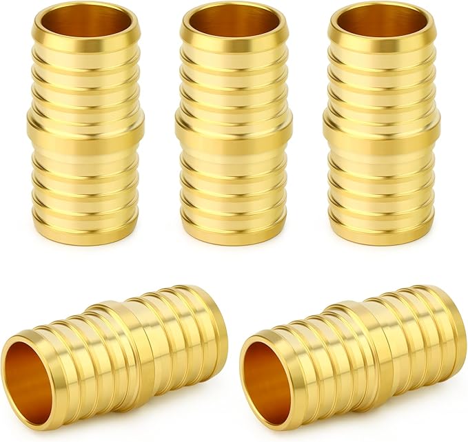 GASHER 5Pcs No Lead Brass 1" Pex Coupling, 1 Inch Pex Fittings for Pex Tubing