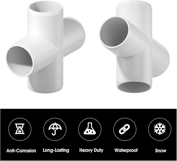 20PCS 4 Way Cross PVC Fittings 1/2Inch, SCH40 Furniture Grade Elbow Fitting Heavy Duty PVC Pipe Connector for Water Supplies, DIY Garden Shelf & Greenhouse