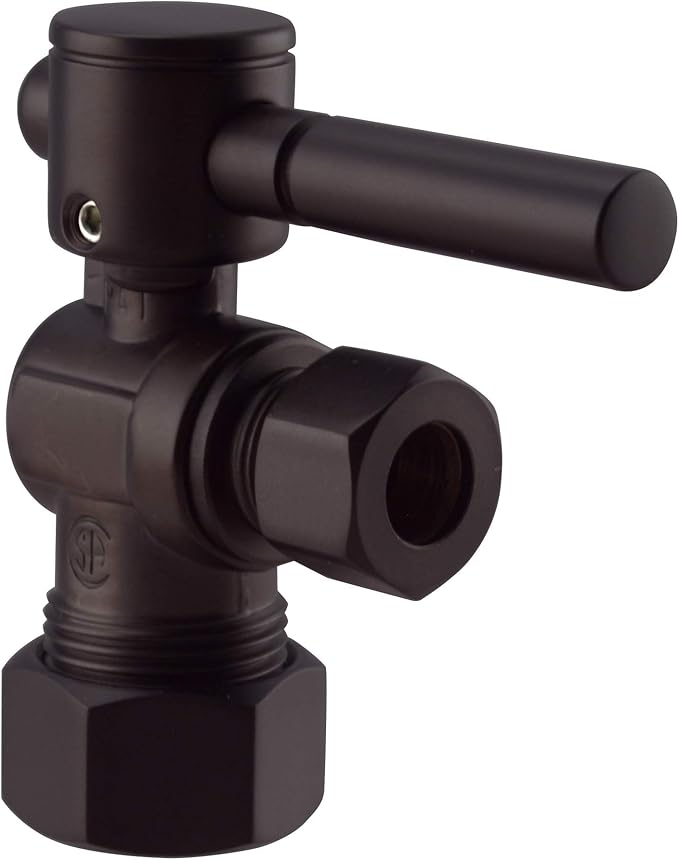 Westbrass R105BL-2-12 1/4-Turn Lever Handle Angle Stop Shut Off Valve, 5/8" OD x 3/8" OD, Oil Rubbed Bronze (2-Pack)